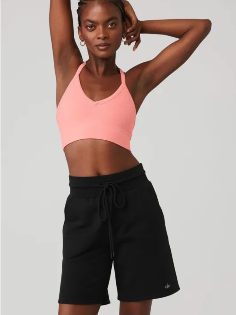 ALO seamless ribbed low back bra strawberry lemonade SIZE LARGE